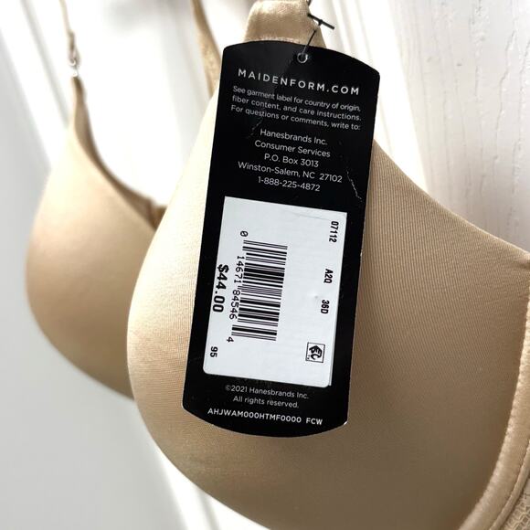 Maidenform Racerback Bra, Lightly Padded Cups, Nude, Size 36D, NWT - Picture 5 of 6